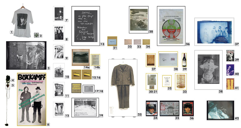 Kryptische Konzepte: Beuyswand im Haus am Waldsee, zur Ausstellung: Schrift Bilder Denken